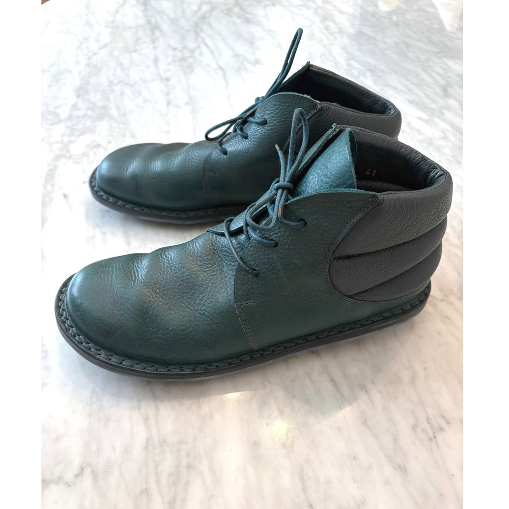 Trippen Idler Dark Teal Green Leather Chukka Ankle Boots Unisex 41 US 10 Germany